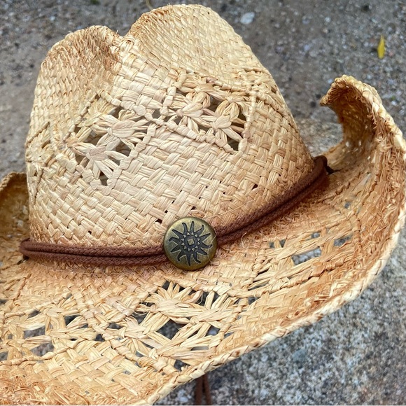 Straw Cowboy Hat ⭐️NWT Brown Band Saddleback Hats - Picture 2 of 13